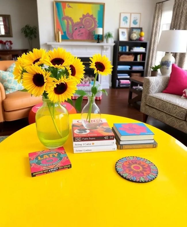 Sunflower Yellow Coffee Table Statement