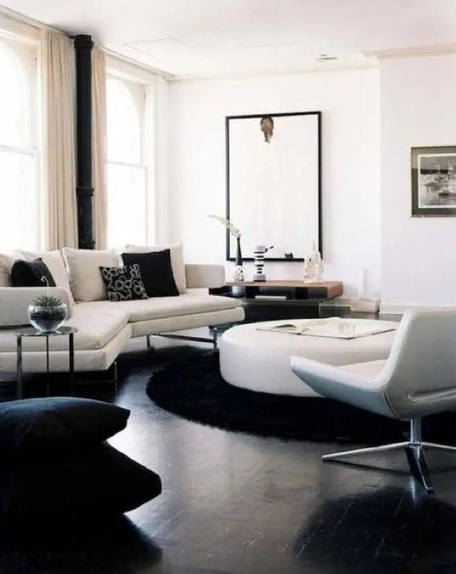 Sunlit Minimalism With Dark Wood Floors