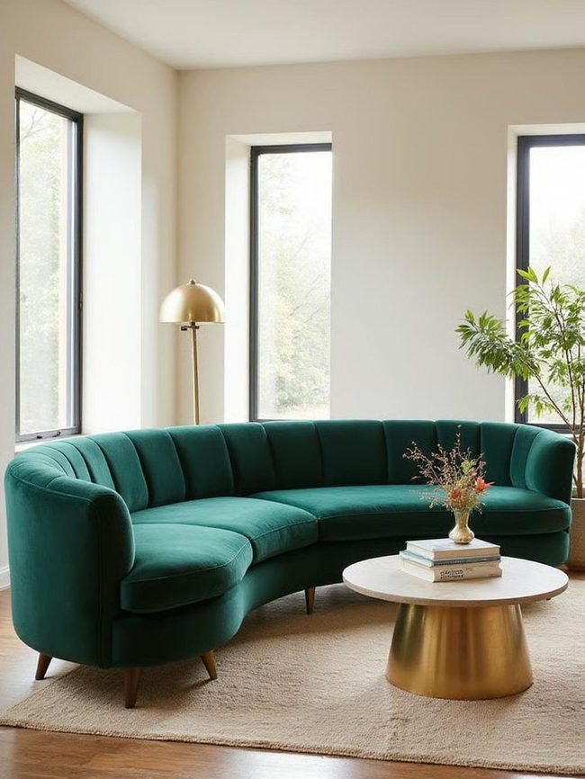 Velvet Sculptural Sofa Statement Piece
