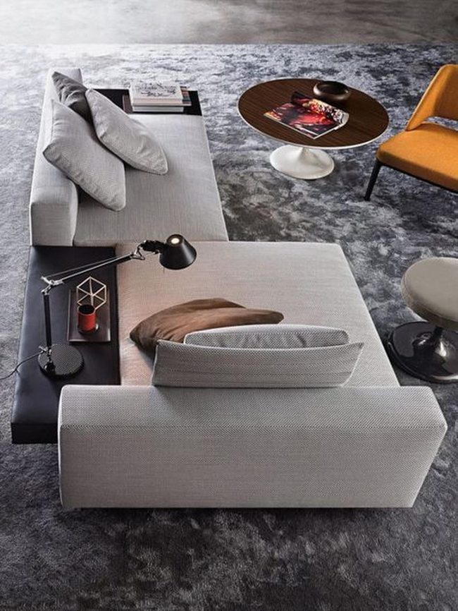 Gray Sectional With Orange Pop