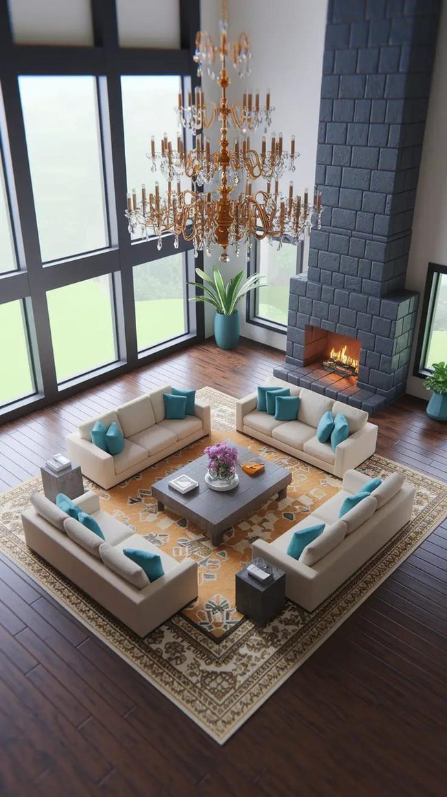Soaring Ceilings Stone Fireplace Luxury
