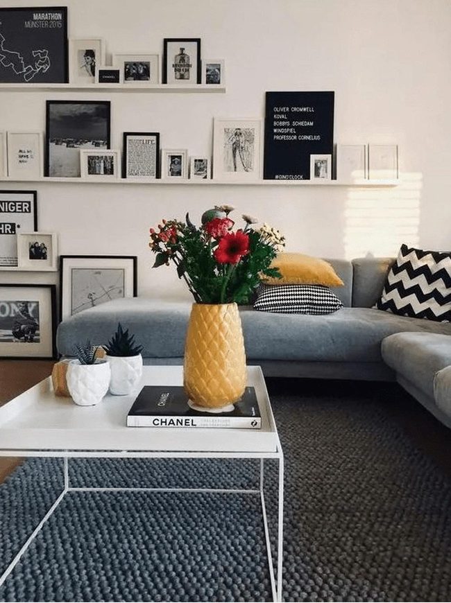 Yellow Flowers Brighten Neutral Living Space