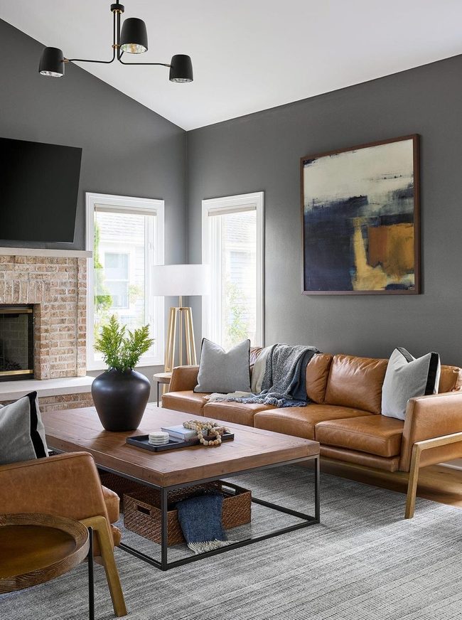 Caramel Leather Statement Sofa