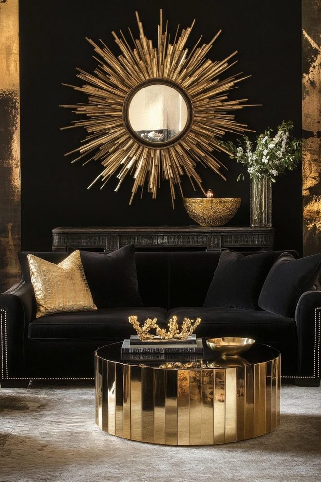 Black Walls Gold Furniture Statement