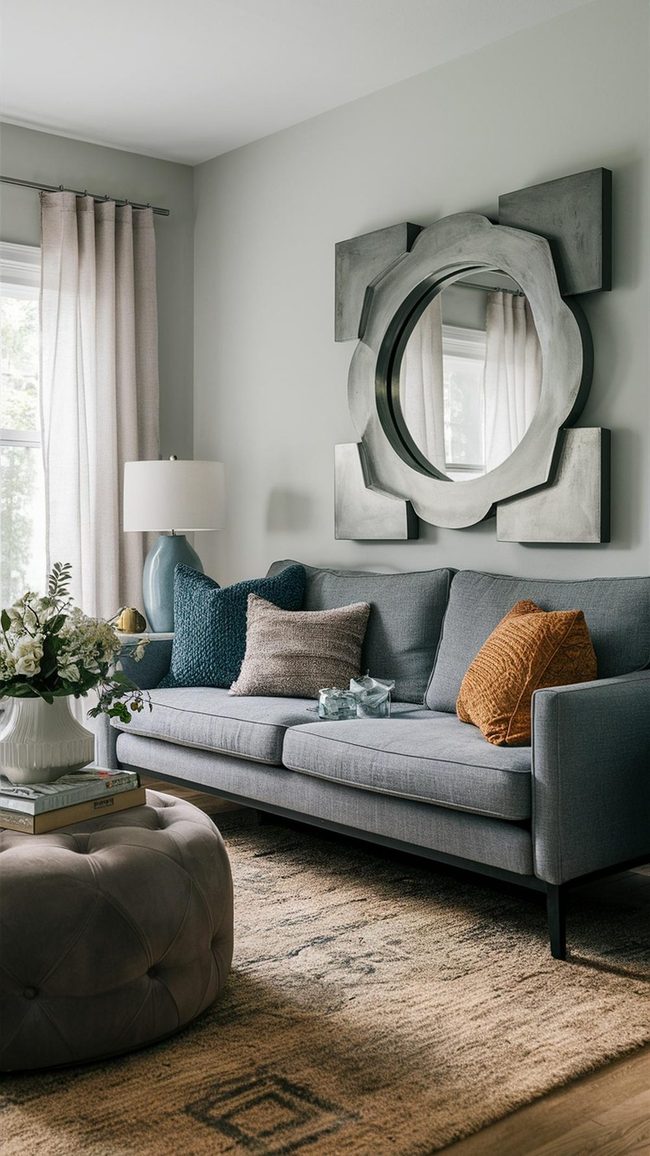Gray Blue Wall Statement Mirror