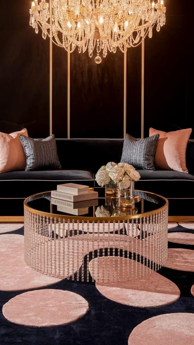 Black Velvet Sofas With Gold Shimmer