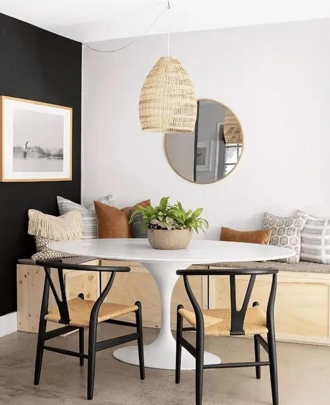 White Table With Woven Warmth