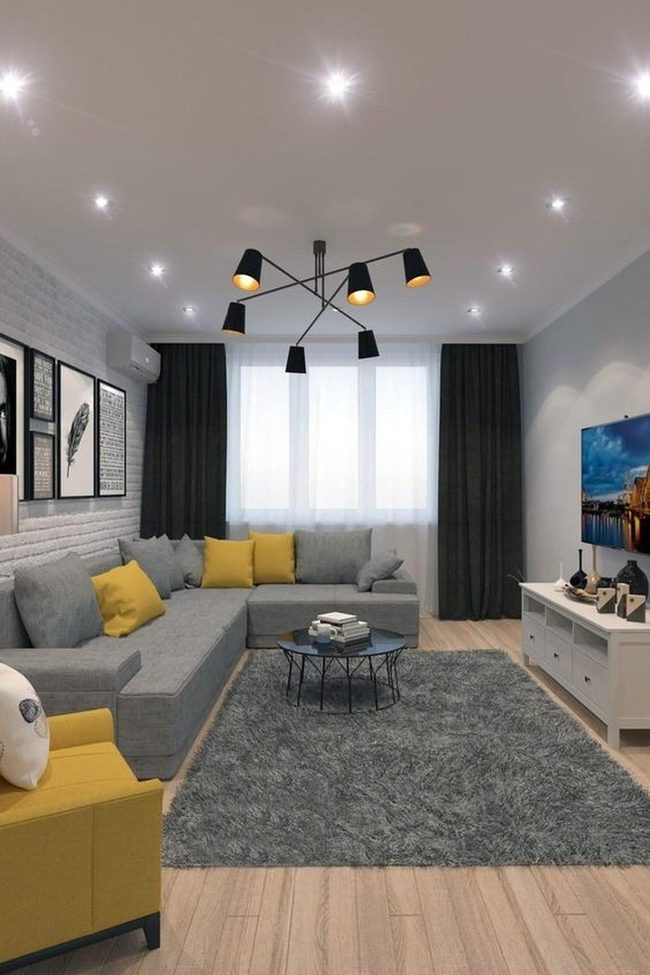 Gray Sectional With Cheerful Yellow Pops