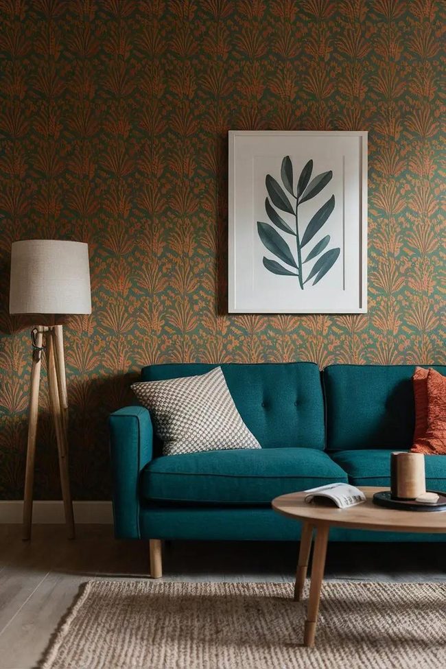 Burnt Orange Botanical Wallpaper Statement