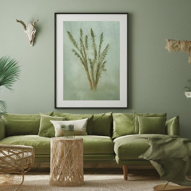 Sage Green And Black Contrast Living Room