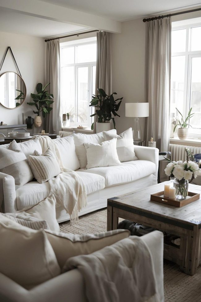 Cream Sofa With Raw Warm Sanctuary