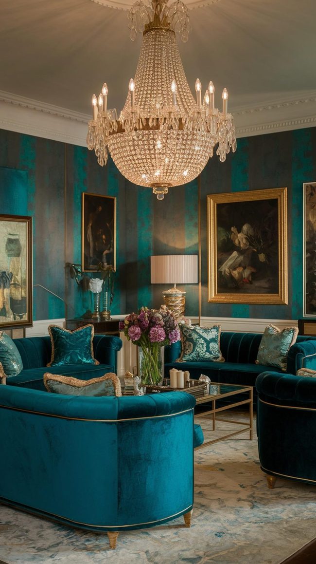 Sapphire Blue Velvet Living Luxury