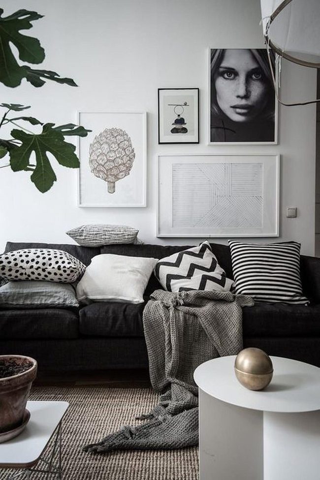 Dark Patterned Pillows Frame Modern Comfort