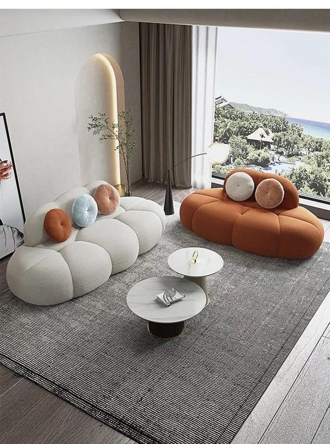 Mismatched Texture Sofa Statement Piece