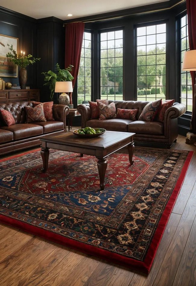 Deep Pine Meets Persian Rugs