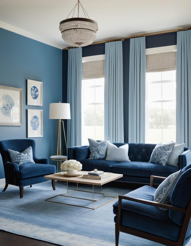 Blue Depth Layering Living Space