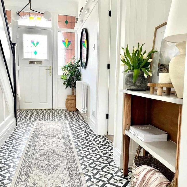 Patterned Tiles Spring Farmhouse Entry