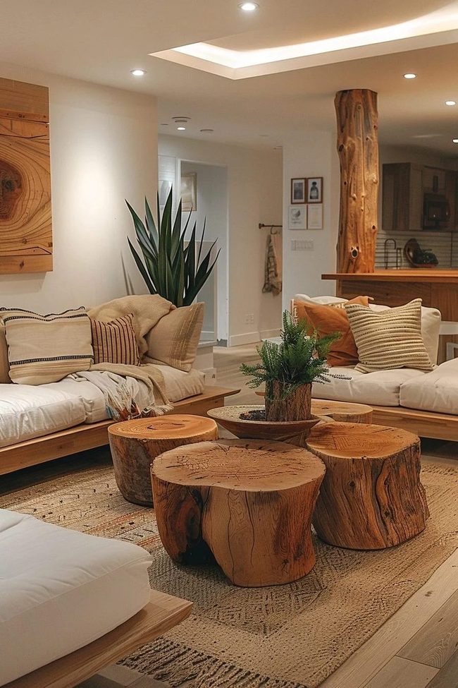 Reclaimed Wood And Living Plants Interior
