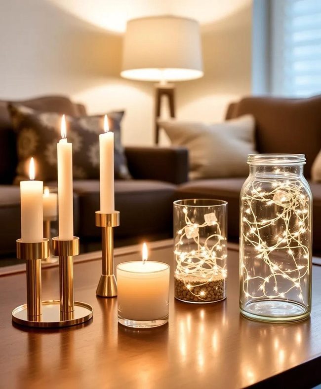 Candlelit Coffee Table Focal Point