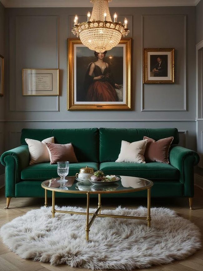 Velvet And Gold Statement Living