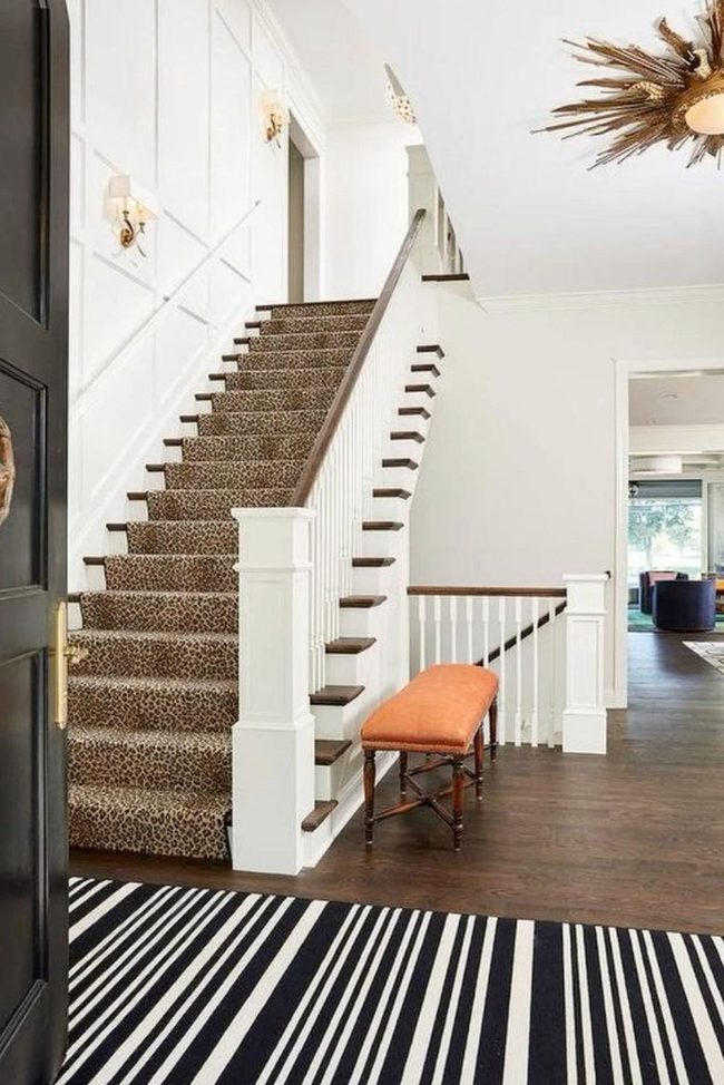 Leopard Stair Runner Orange Bench