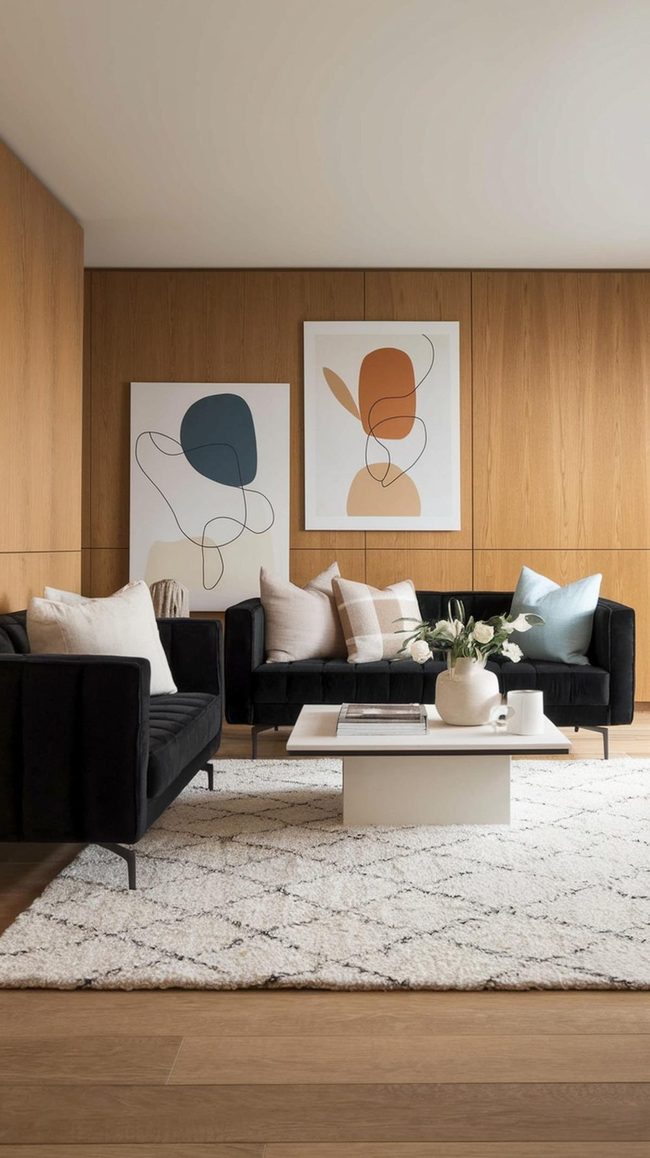 Black And White Living Room Walls