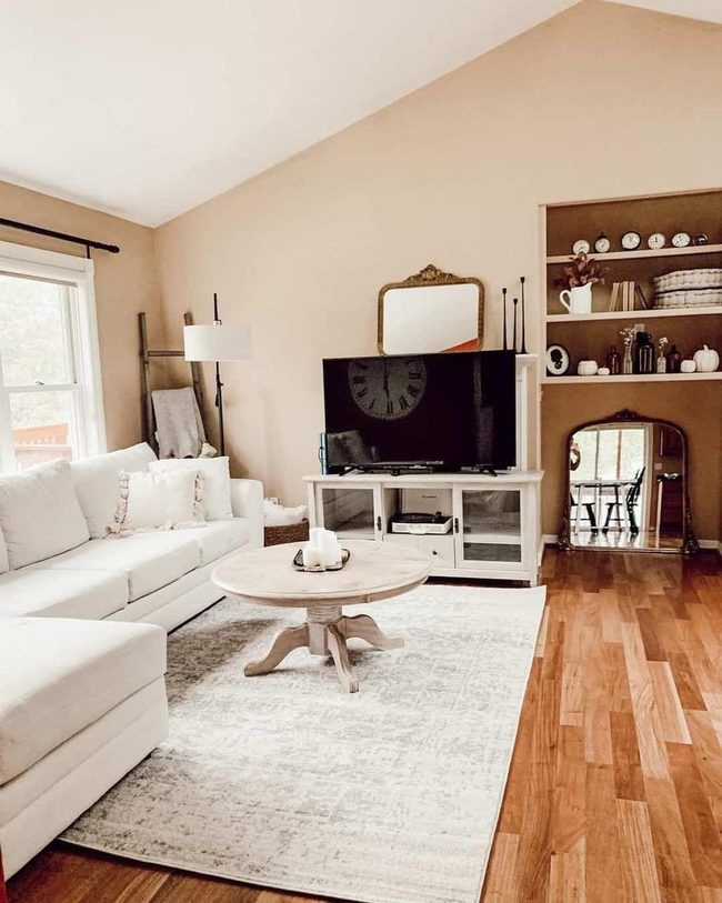White Modular Seating Gray Rug