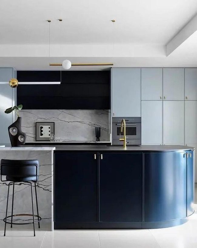 Black Glossy Cabinets Gold Accents