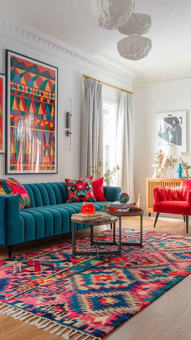 Jewel-Toned Walls Meet Neutral Balance