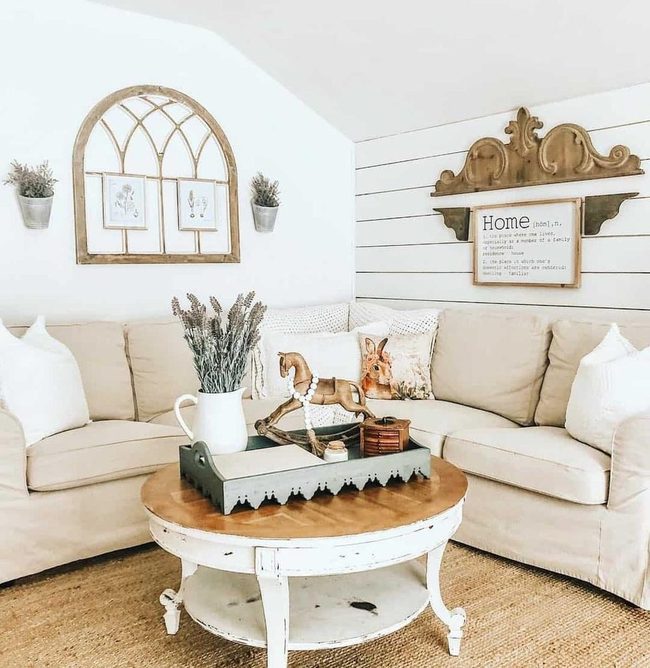 Two-Tone Wood Coffee Table Focal Point