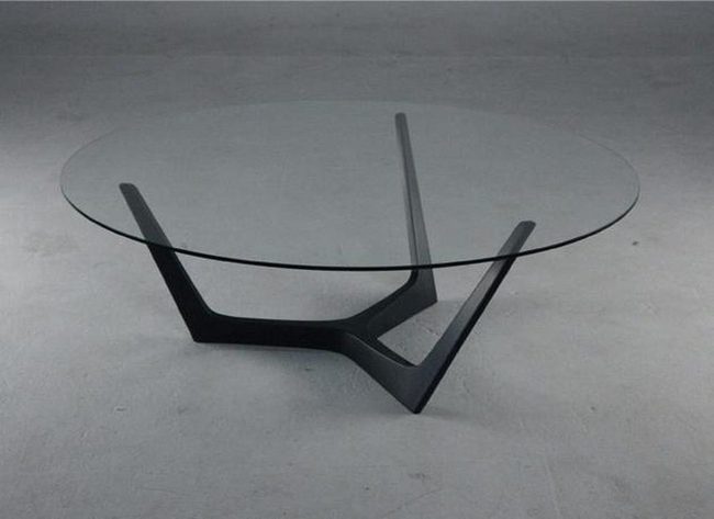 Glass Top Dark Wood Tripod