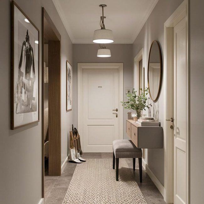 Pale Mirrors Expand Narrow Hallways