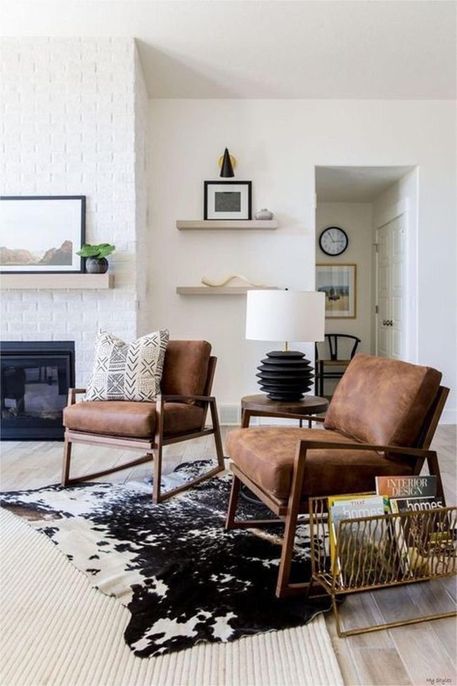 Brown Leather Chairs With Animal Print