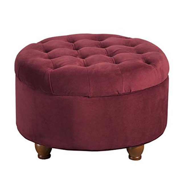 Pink Velvet Tufted Ottoman