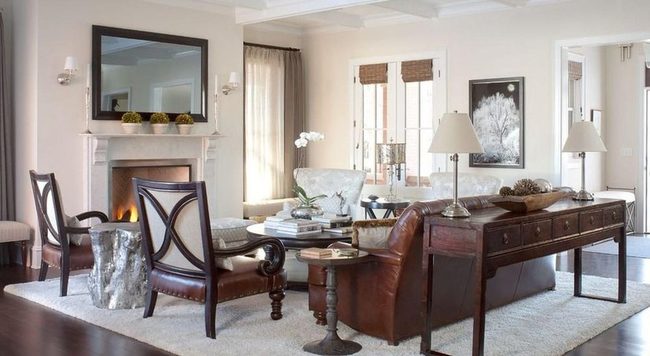 Fireplace And Leather In Cream