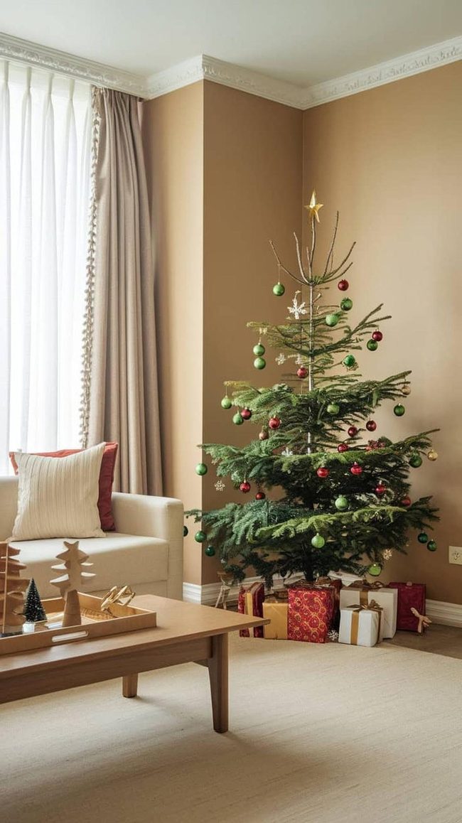 Green Tree Red Gold Ornaments