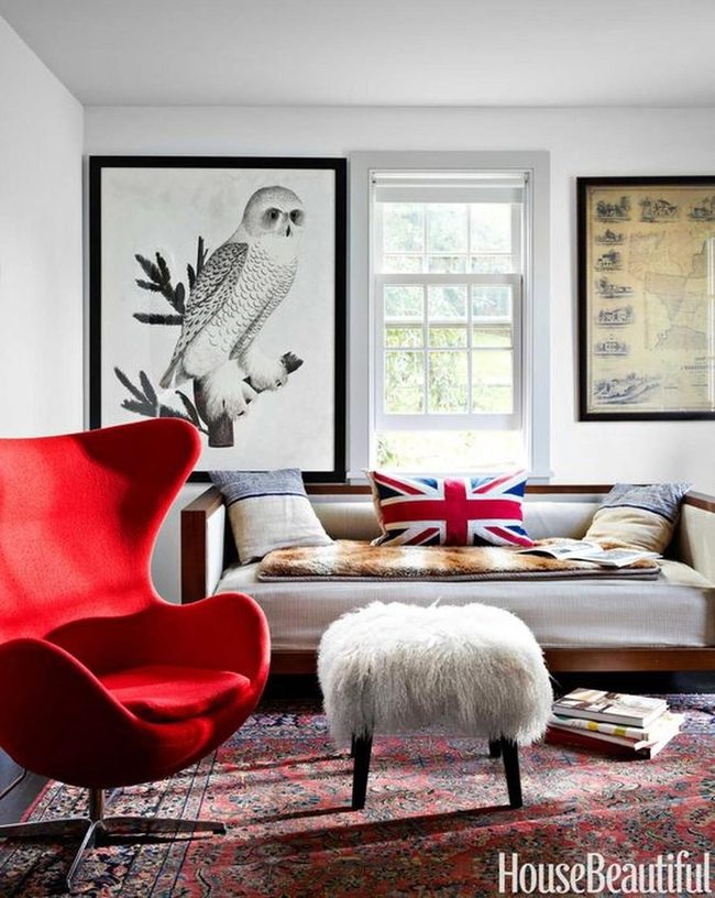 Red And White Living Room Statement
