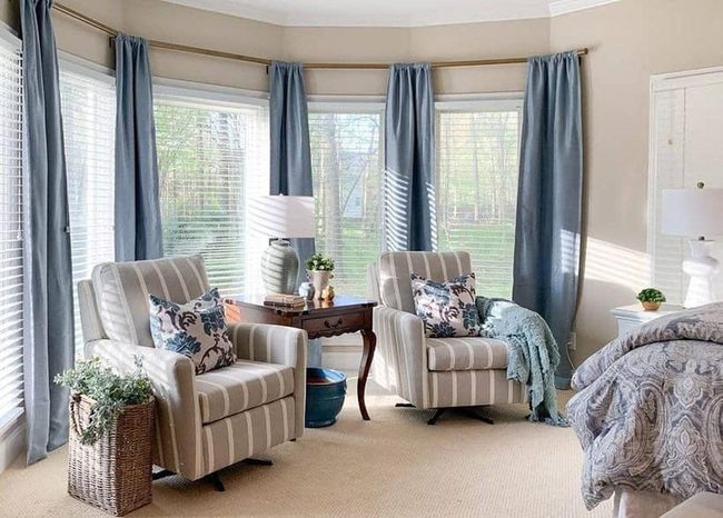 Deep Cerulean Bay Window Nook
