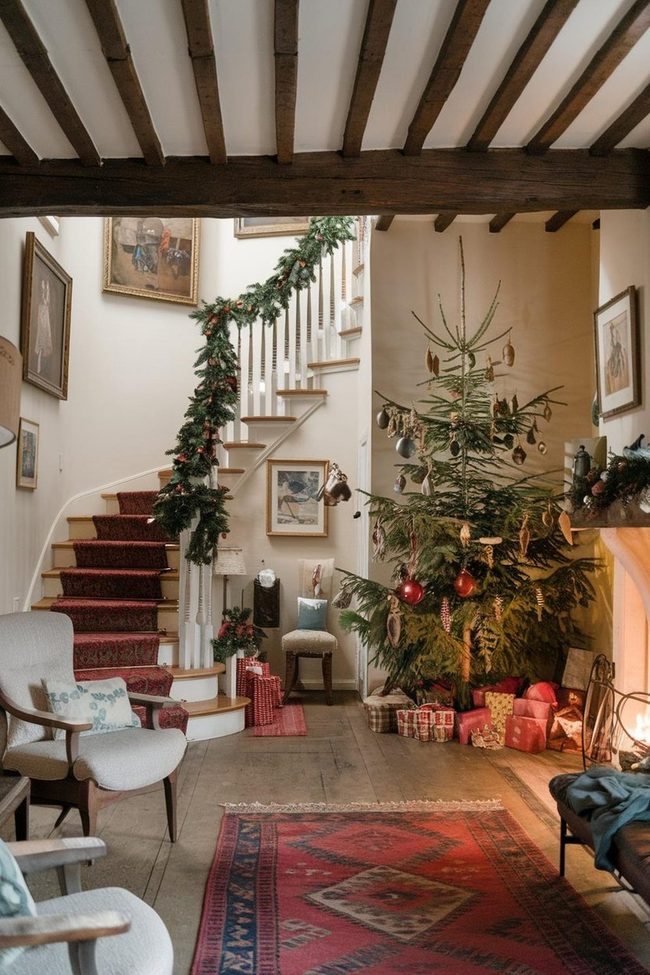 Burlap Tree with Wooden Ornaments