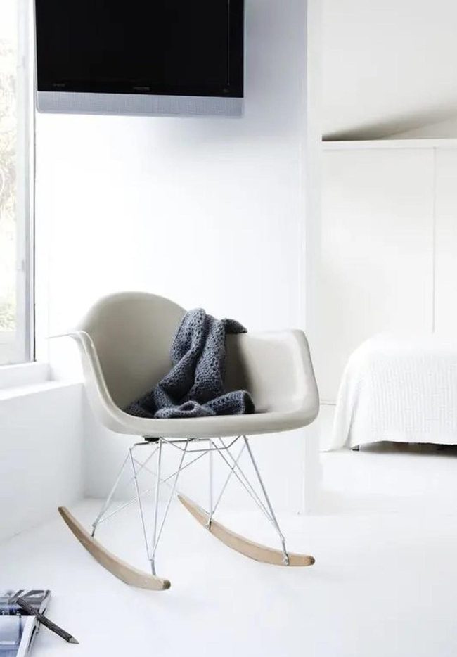 Wooden Rocker In Minimalist Gray