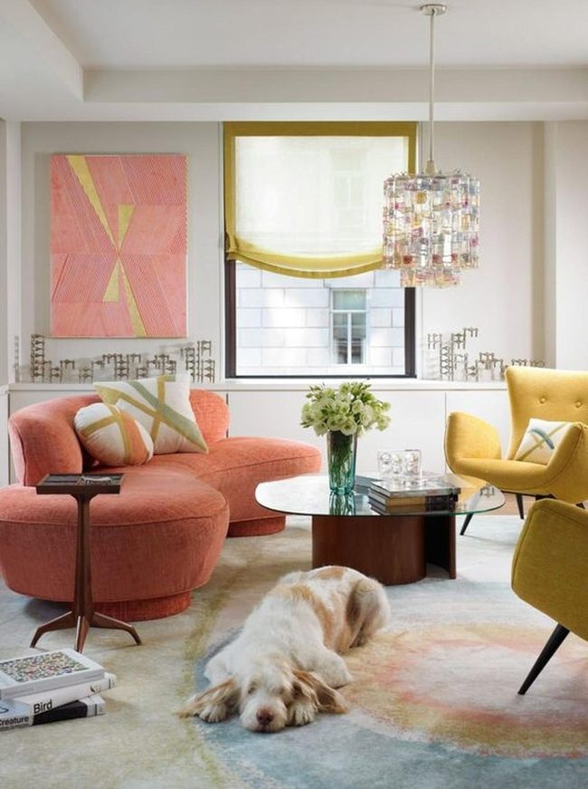 Yellow And Coral Living Room Harmony