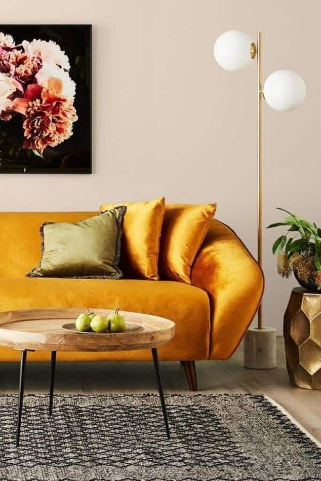 Mustard Gold Velvet Sofa Statement