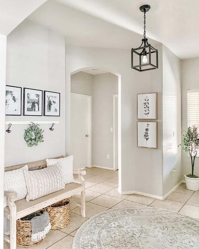 Light Gray Hallway With Black Accents