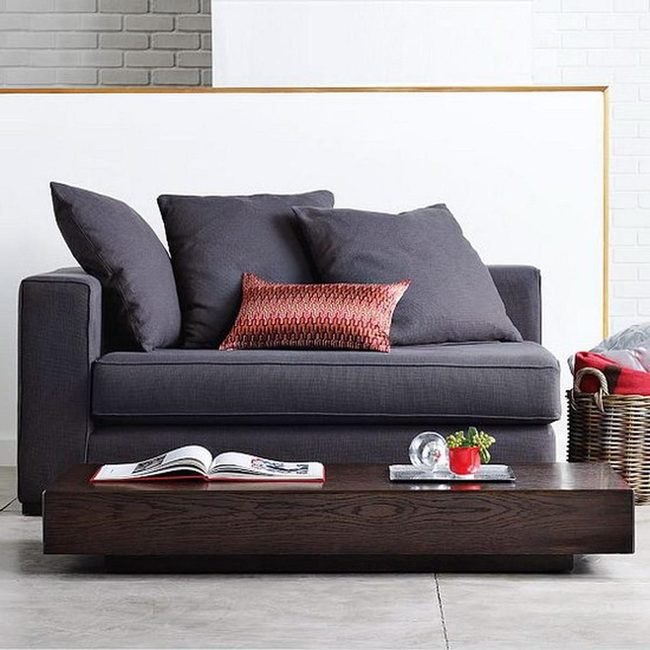 Dark Gray Sofas, Red Accent Pop