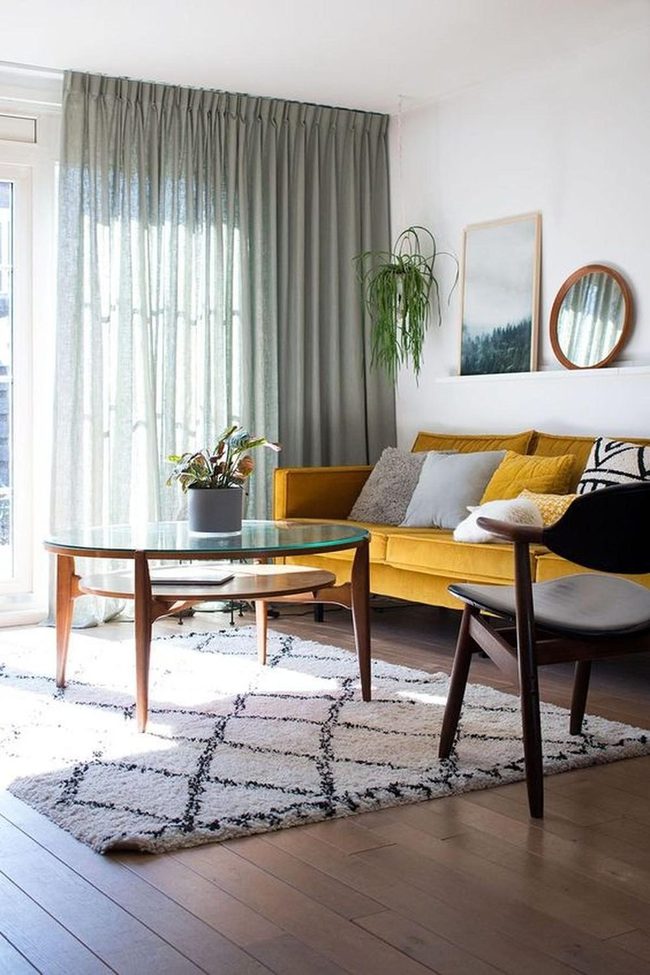 Glass Round Table On Patterned White Rug
