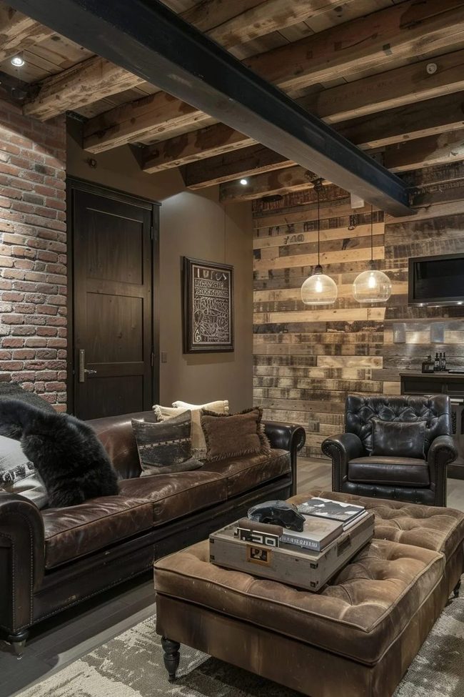 Exposed Brick Meets Leather Sophistication
