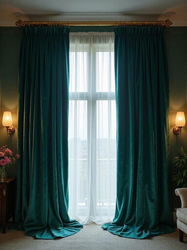 Silk Drapes Floor-To-Ceiling Height