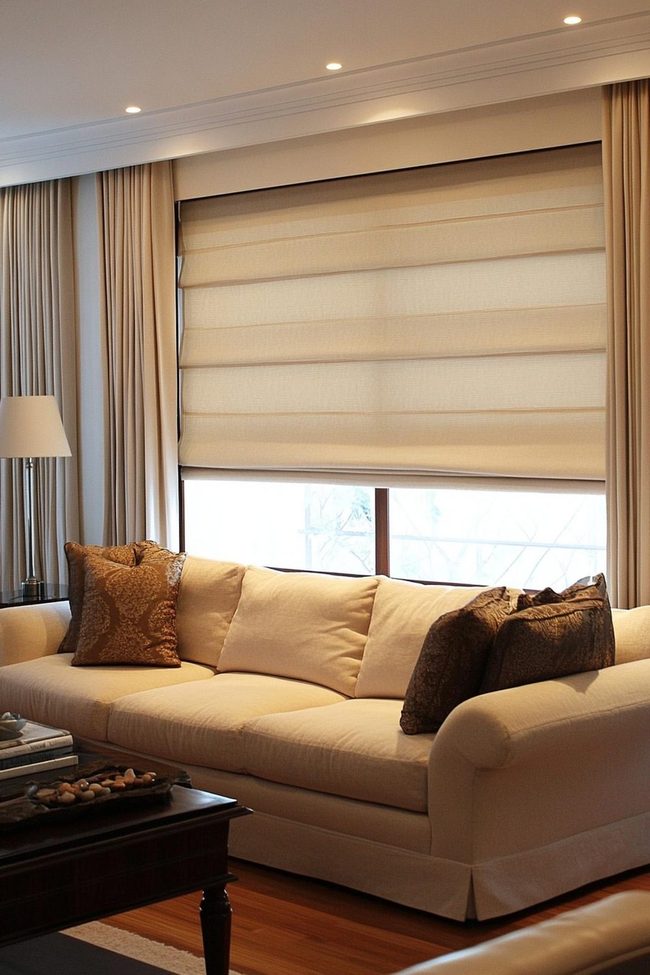 Contrast Piping Roman Blind Detail