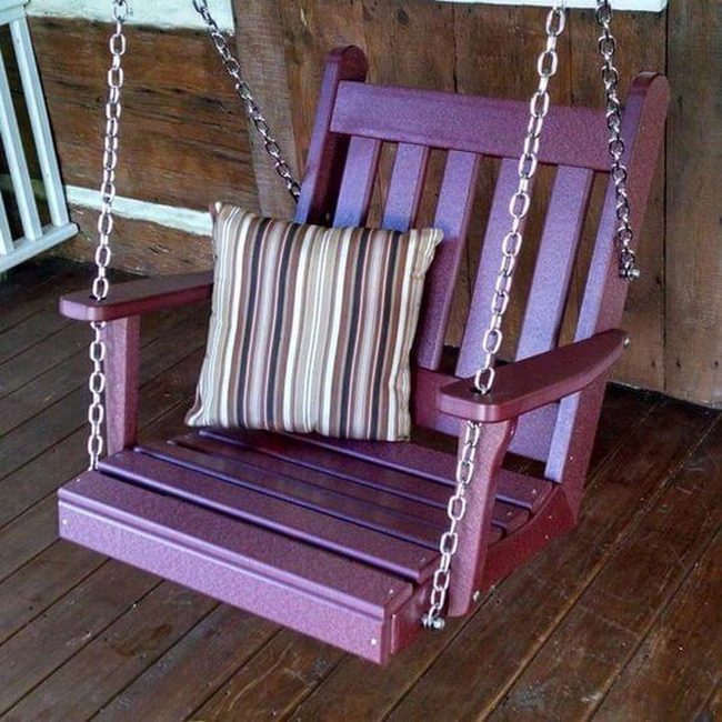 Burgundy Swing Chair With Chain Details