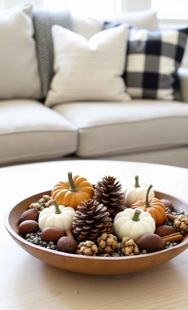 Woodland Bowl With Acorns And Pods